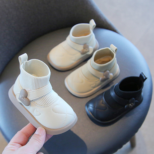 女宝宝公主鞋冬季女童，棉鞋加绒短靴1一2岁婴，儿童软底学步鞋子