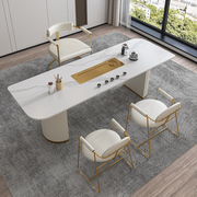 轻奢岩板泡茶台桌现代家用茶几桌椅组合简约办公大板烧水一体茶桌