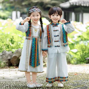 儿童民族风服装异域风情演出服，2024春装男女童中国风超仙汉服