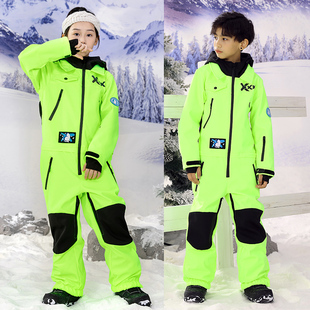 xxxsnow儿童滑雪服单板，套装男童加绒连体，雪服女童防水滑雪衣裤