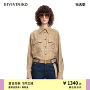 IIIVIVINIKO“兔毛羊毛”复古预科生学院风格纹衬衫女M310413154A