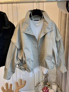 日本设计师小众韩版宽松蝙蝠，廓形大翻领假两件风衣，外套女短款夹克