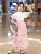 马面裙母女亲子装套装，儿童汉服女童2023中国风大童古装风夏季