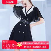aui黑色职业雪纺西装，连衣裙女2023夏季设计感高级小众西服裙