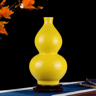 景德镇陶瓷器纯色花瓶摆件现代风水，宝葫芦瓷瓶居家客厅玄关装饰品
