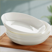 纯白色唐山骨瓷盘子菜盘家用陶瓷碟子圆形白瓷盘饭盘深盘餐盘餐具