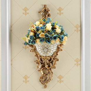 欧式壁挂墙饰花瓶玄关背景墙，创意壁饰花艺花盆，美式简欧挂件挂饰花
