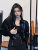 辣妹设计感金属卡扣加厚保暖棉服女冬季韩版短款立领黑色棉衣外套