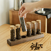 玻璃试管咖啡豆样品展示架，实木茶叶密封储物罐咖啡厅，吧台装饰摆件