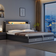 床轻奢现代简约1.8米主卧双人床1.5米气动高箱储物床小户型板式床
