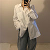 白色衬衫女秋季韩版学生宽松长袖衬衣港风复古设计感百搭上衣