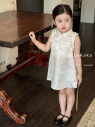 Galakoko24女小童旗袍新中式连衣裙气质优雅蕾丝连衣裙