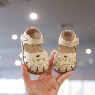 女童凉鞋女宝宝鞋子夏季小童公主，鞋女孩1一3岁婴儿学步鞋包头软底