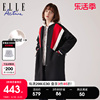 ELLE Active2023秋冬款中长款加绒外套女加厚保暖运动黑色大衣