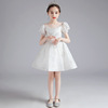 花童婚礼小女孩礼服儿童公主裙高端钢琴演奏女童主持人白色蓬蓬裙
