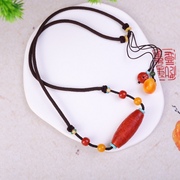 天然四川南红玛瑙雕刻天珠，项链民族风女款礼物，小众轻奢高级感设计