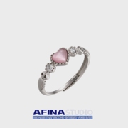 kansai环绕粉色爱心水钻戒指，活口设计小众高级感女生甜酷指环