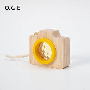 OCE儿童仿真照相机木质万花筒模型mini迷你益智玩具女童