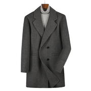 265斤可穿秋冬季商务大码男装双排扣中长款70%双面羊毛呢大衣外套