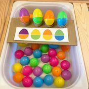 颜色分类配对彩虹蛋感官桌面游戏卡儿童益智早教玩具
