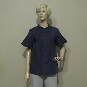 女装依兰ELANIE样衣深蓝色时尚棉质短袖衬衫低价销售