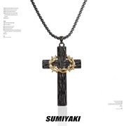 sumiyaki荆棘十字架项链，黑金高级感中性，高街小众原创毛衣链