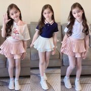 儿童短裙2023甜美蓬蓬裙，半身裙女童百褶蛋糕，裙白色夏季表演服