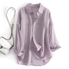 夏季紫色薄款天丝长袖防晒衬衫女宽松透气开衫外套上衣防晒服