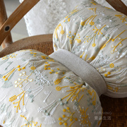 法式田园风刺绣棉麻花朵雏菊蝴蝶结腰枕靠枕套抱枕可拆洗布艺定制