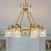 法式复古天使儿童房卧室水晶吊灯 欧式别墅中古 客厅餐厅全铜吊灯