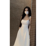 连衣裙女2024夏季女装性感吊带裙高级茶歇法式气质白色长裙子