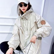 欧洲站春秋女装薄款设计感半拉链外套休闲套头，宽松冲锋衣夹克
