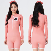 2024韩国女士连体自由潜浮潜泳衣长袖防晒游泳衣水母衣速干冲浪服