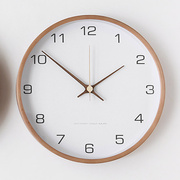 12寸北欧现代简约木制挂钟客厅装饰静音时钟家居创意日式圆形钟表