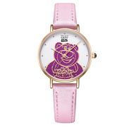 女孩网皮带熊学生石英299/359防水圆形白色玫瑰金儿童国产腕表