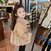 女童加绒加厚外套2023冬季韩版儿童时尚潮流羊羔绒拼接皮衣