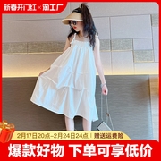 女童夏装连衣裙2023夏季中大童女孩时髦洋气薄款吊带中长裙子