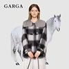 GARGA高级感韩系格子双面羊绒大衣女小个子牛角扣娃娃领毛呢外套