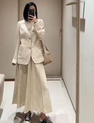  名媛贵妇 改良新中式优雅高贵气质品味亚麻立领薄款西装外套