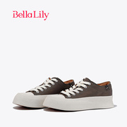 bellalily2024春季厚底透气帆布鞋女低帮简约板鞋运动休闲鞋