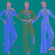 中老年演出服秋冬广场舞服装金丝绒套装古典民族秧歌舞蹈服女