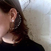 欧美杂志款夸张珍珠扇形耳环耳挂INS超火网红性感走秀气质耳饰