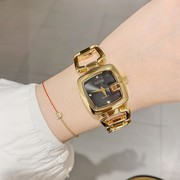 女表方形手链时尚韩版小表盘镂空带女士手表气质石英国产腕表