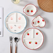。分格盘陶瓷分隔餐盘家用创意菜盘水果盘小吃冷菜卤肉拼盘餐盘