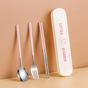 儿童筷子勺子套装可爱便携收纳盒小学生餐具上学专用一人用单人装