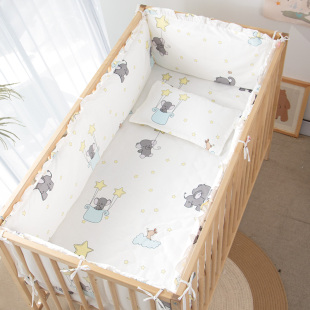 婴儿床床围纯棉宝宝床上用品套件新生四件套防撞防摔软包儿童床品