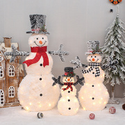 室外植绒发光圣诞雪人麋鹿套装大型场景布置美陈圣诞节装饰摆件