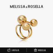 Melissa&Rosella 原创设计三颗球球圆圈戒指朋克嘻哈网红食指戒