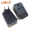 ldnio双口usb充电器一拖二通用插座孔排插qc3.0手机，快充头2合1多功能10a万能插座孔5v3a9v2a12v1.5a5v2.4a