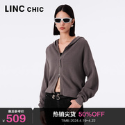 lincchic金羽杰上衣女，针织衫连帽开衫，短款外套女s233sw487y